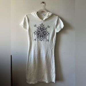 BOSS HUGO BOSS Knitted Hooded Cream Dress (Size 14-S)